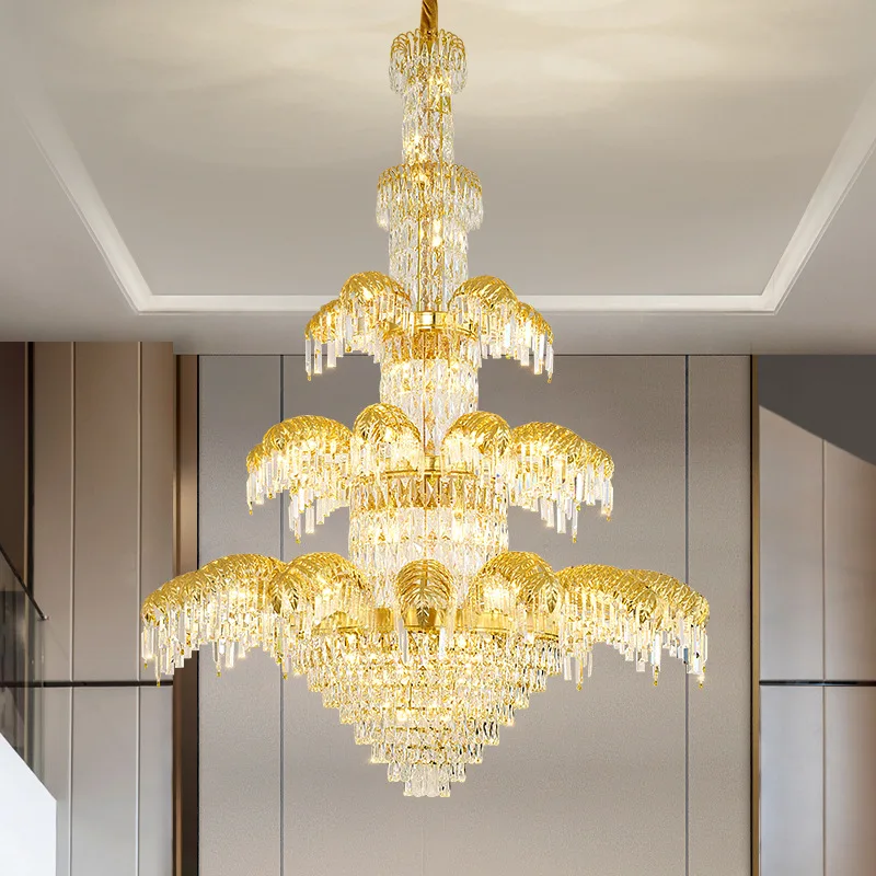 European Living Room Crystal Chandelier Tree Shape French Dining Room Bedroom Light Palace Golden Villa Hotel Hall Chandelier