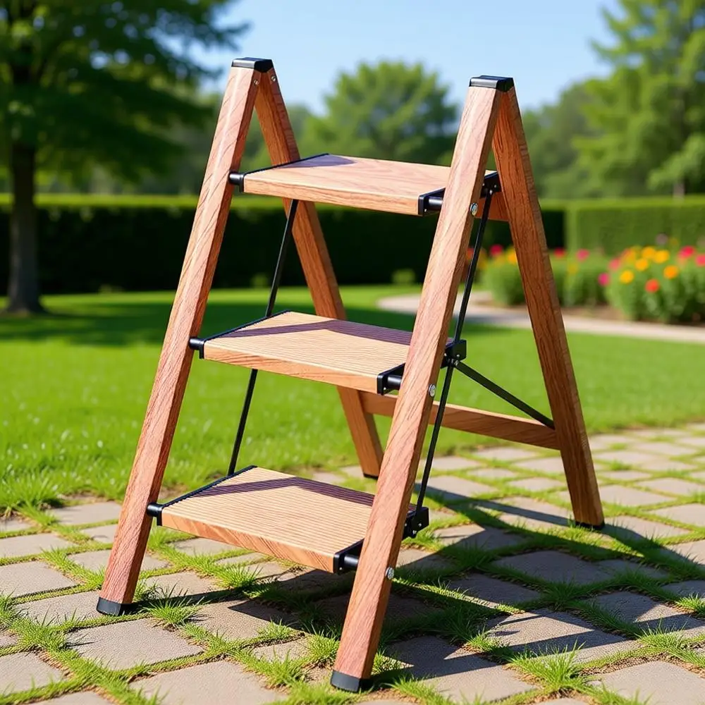 

Противоскользящая складная подставка-табурет с широкими ступеньками, легкая и портативная, под дерево, грузоподъемность 150 кг, идеально подходит для использования дома и на кухне