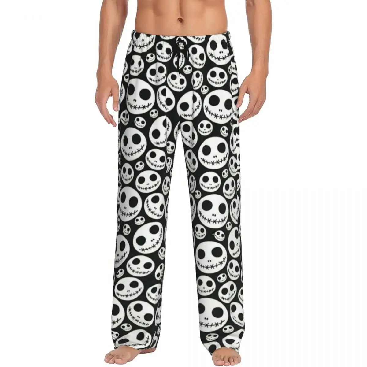 

Индивидуальный принт «Кошмар перед Рождеством» Джек Хэллоуин Череп Пижамные штаны Мужская одежда для сна Низ с карманами