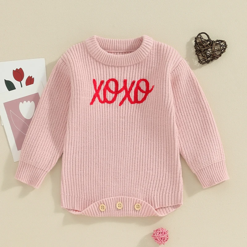 

Infant Girls Heart Print Jumpsuits Valentine s Day Outfits Soft Cotton Blend Long Sleeve Baby Rompers with Snap Closure