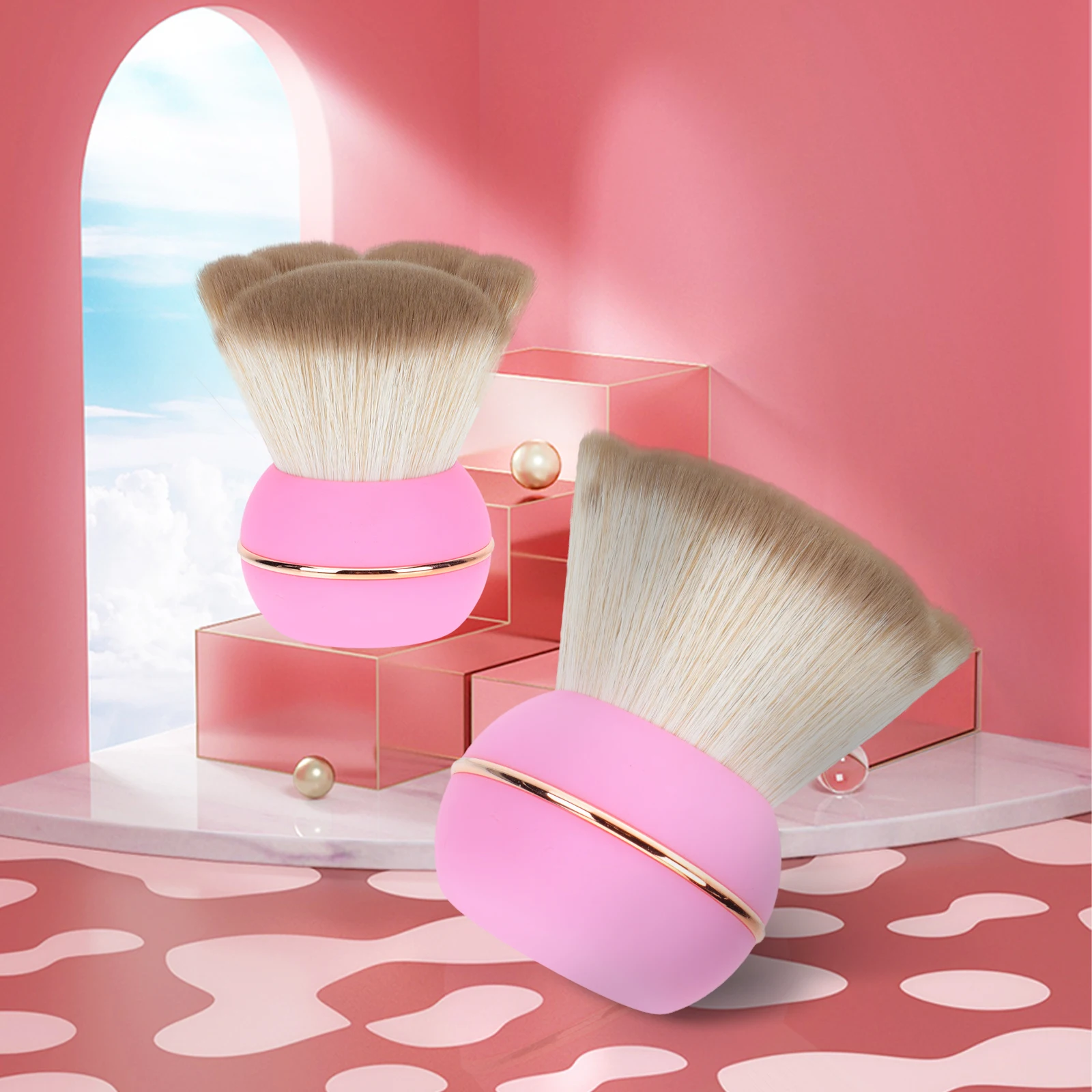 

Portable Honey Powder Brush Shading Blush Applicator Face Travel Small Brushes Set Long Handle Excellent Grip Non