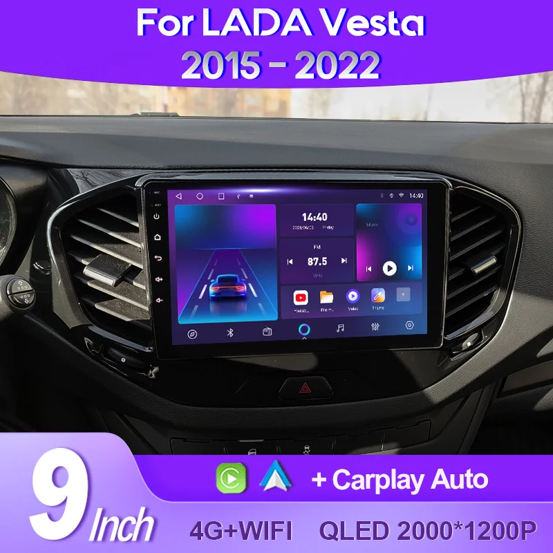 

QSZN For LADA Vesta Cross Sport 2015-2022 2K QLED Android 13 Car Radio Multimedia Video Player GPS AI Voice CarPlay Head Unit 4G