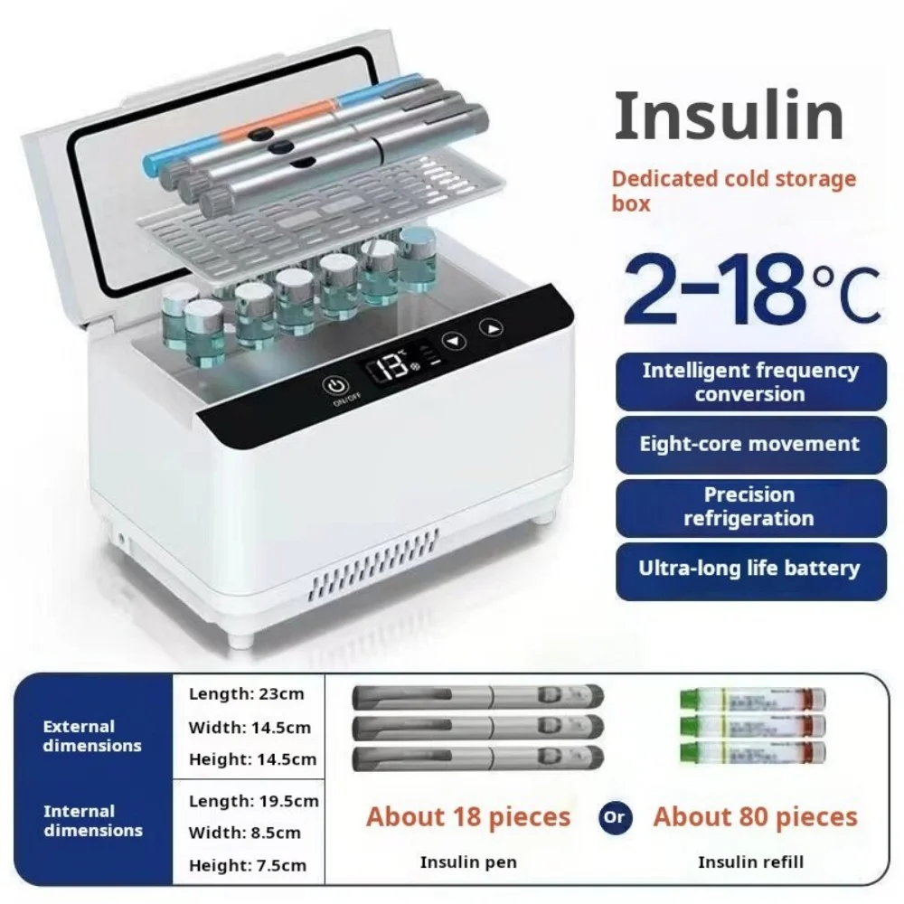 

Insulin medicine refrigeration box, double layer super large capacity insulin cooling box, LED touch screen, car travel refriger