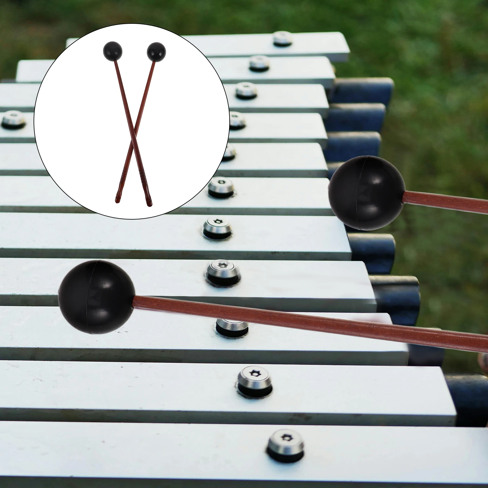 

2pcs Wood Tongue Drum Mallets Rubber Head Xylophone Glockenspiel Bell Percussion Sticks With Handle Durable Sound Mini