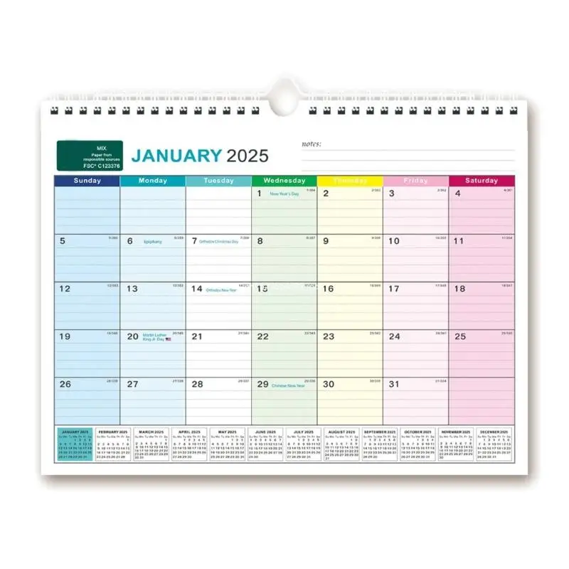 

2025 Wall Calendar Hanging Calendar Weekly Planner English Edition Calendar Dropship