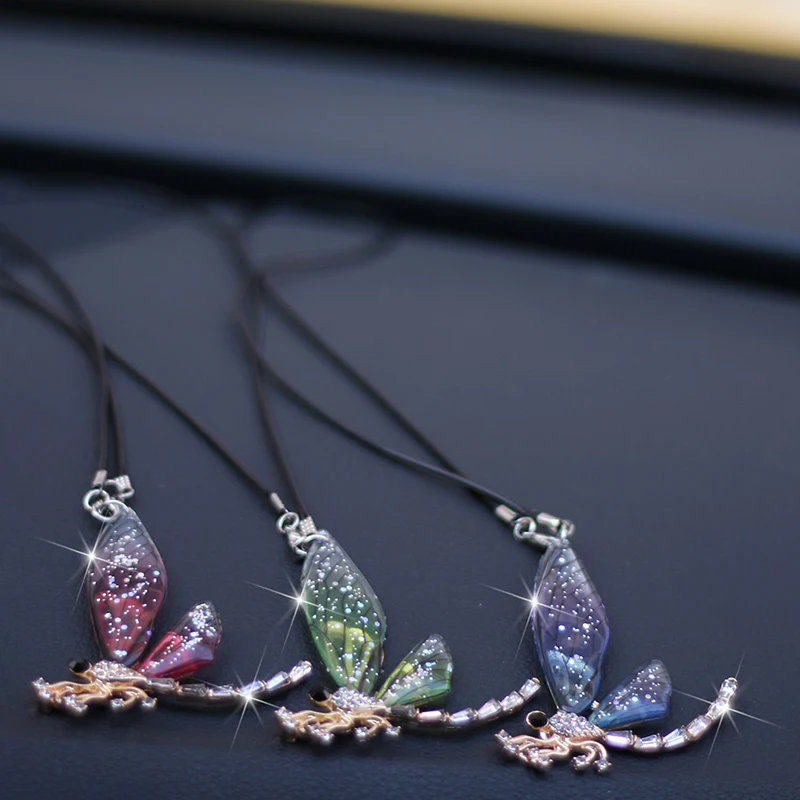 Delightful Dragonfly Car Ornament Handcrafted Hanging Mirror Charm With Dazzling Colors Add Touch Of Elegance To Your Vehicles I image 2