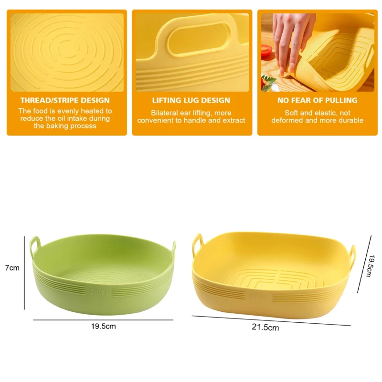 Air Fryers Oven Baking Tray AirFryer Silicone Basket Silicone Mold Pizza Mat Round Replacement Grill Pan Air Fryer Accessories