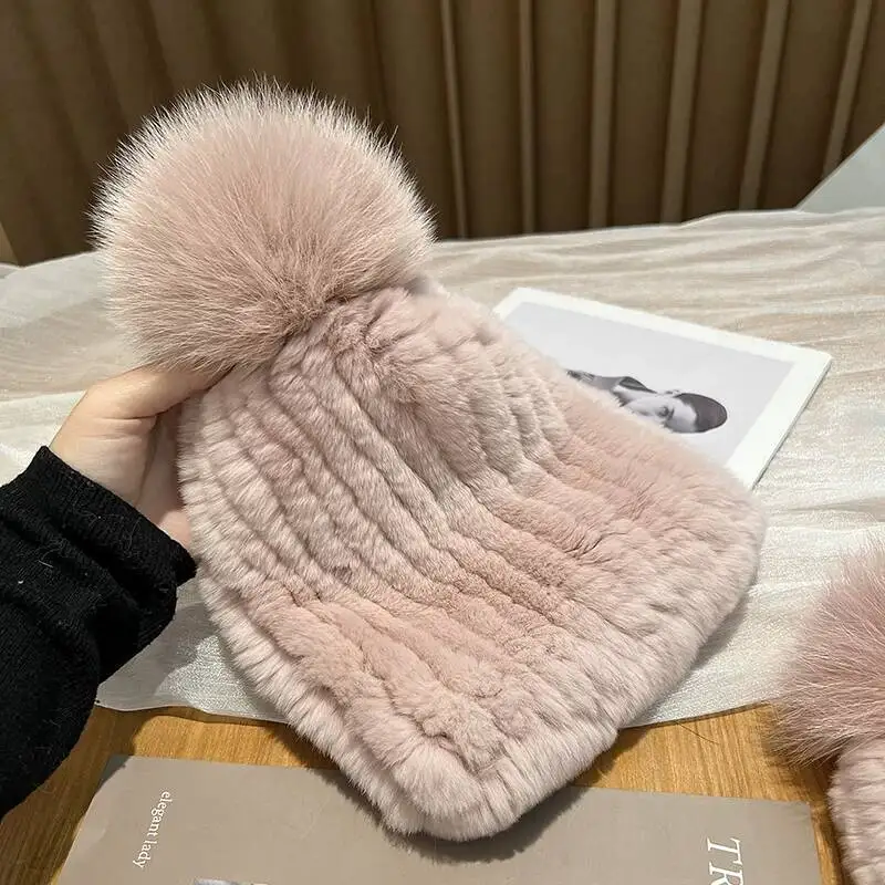 chapeaux-en-fourrure-pour-femmes-chapeaux-en-vraie-fourrure-de-lapin-rex-chapeau-d'hiver-en-fourrure-naturelle-avec-boule-en-fourrure-de-renard-chapeau-epais-chapeaux-bomber-tricotes-elastiques