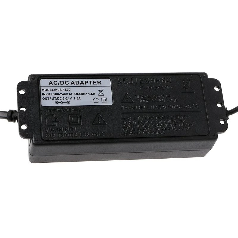 60W 3-24V Adjustable Adapter With Display Screen Of DC5.5x2.1/2.5mm