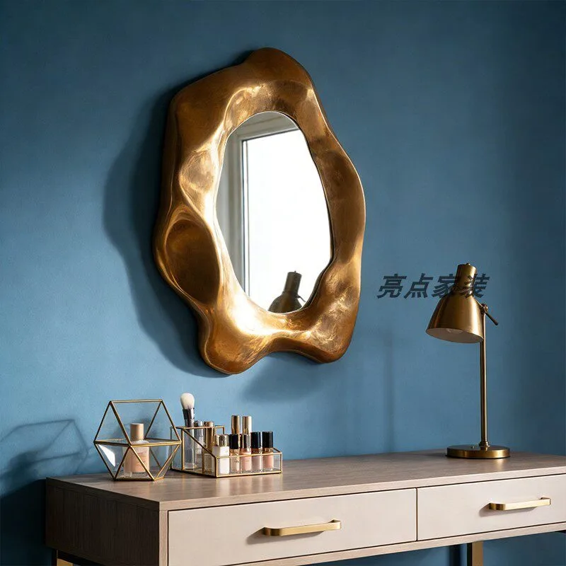 French makeup mirror retro irregular bathroom mirror premium living room decorative mirror special-shaped