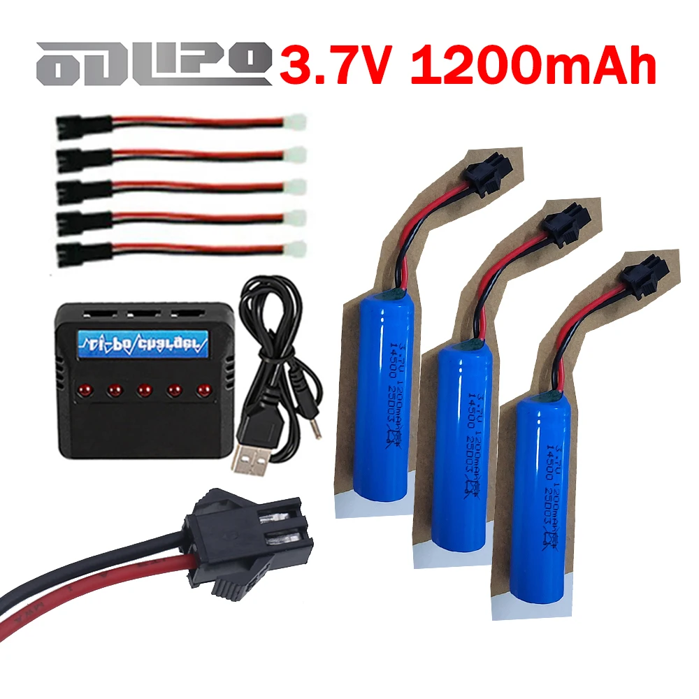 3.7V 1200mAh Li-ion Battery 14500 For JJRC Q165 RS 911 Car SG204PRO SU7/8607 High-speed Drift 1:16/1:20/1:24 RC Vehicle Battery