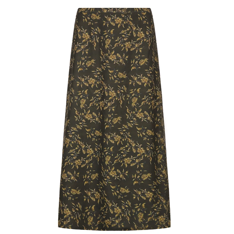 Vintage Inspired Skirt with Rustic Floral Print Elegant A-Line Skirt with Low Waist Available in Sizes S M L