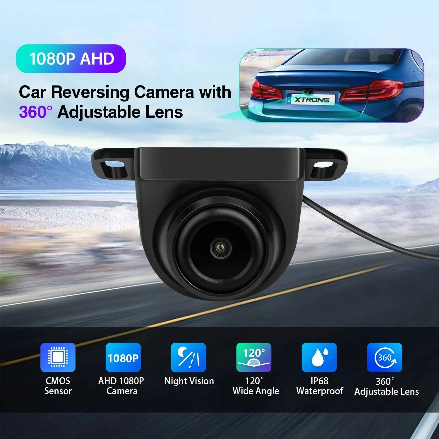 XTRONS ACCAM10802 Reversing With 360° Adjustable Lens IP68K Waterproof AHD 1920*1080P CMOS Sensor Night Vision Camera