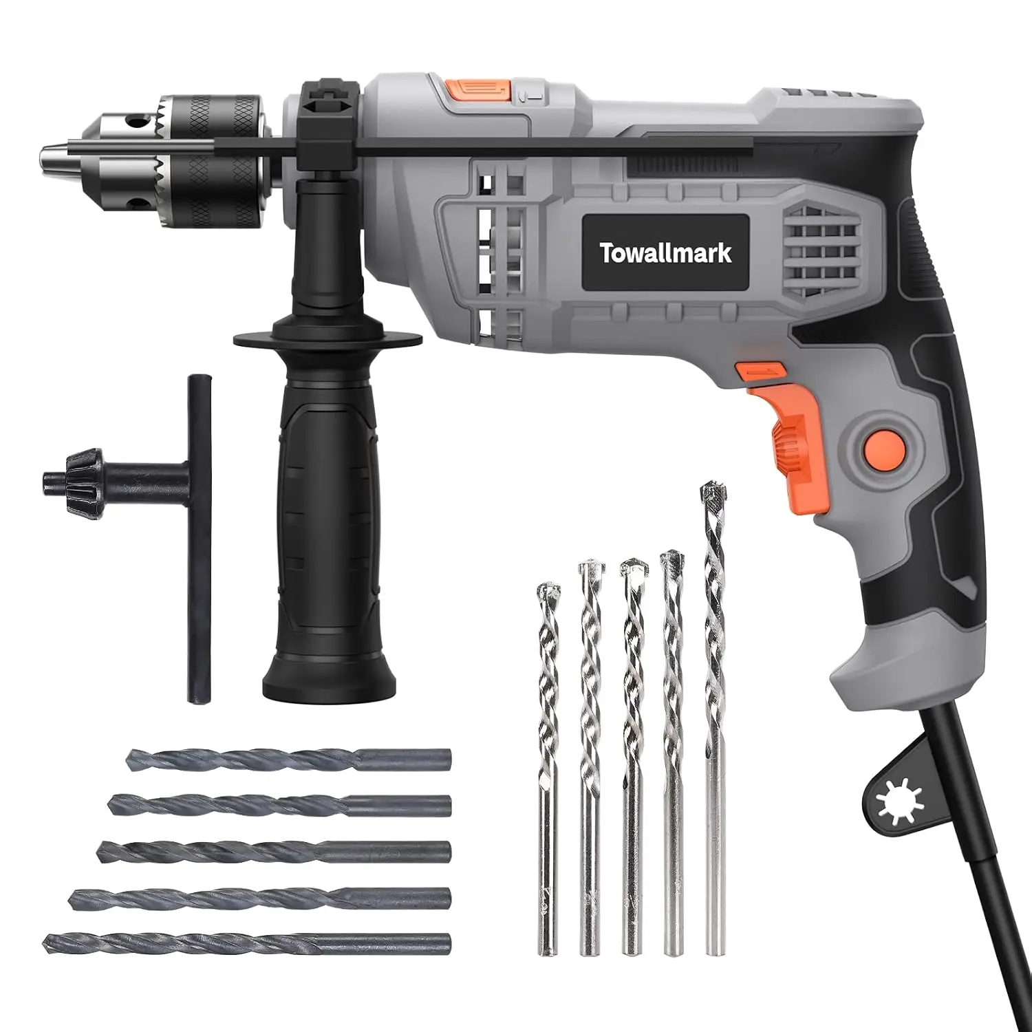 

7-Amp Hammer Drill, 1/2-Inch Electric Hammer Drill with 3000RPM, Variable Speed, 10 Drill Bits for Home Improvement, DIY,Masonry