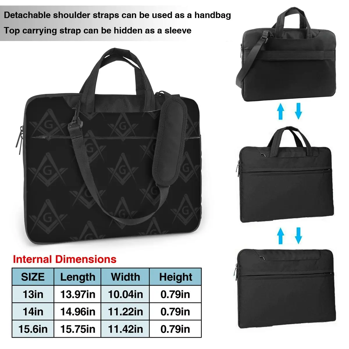 Freemason Logo Laptop Sleeve Bag Compass Mason Symbol Portable Briefcase Bag 13 14 15 Travel For Air Pro Asus Computer Pouch