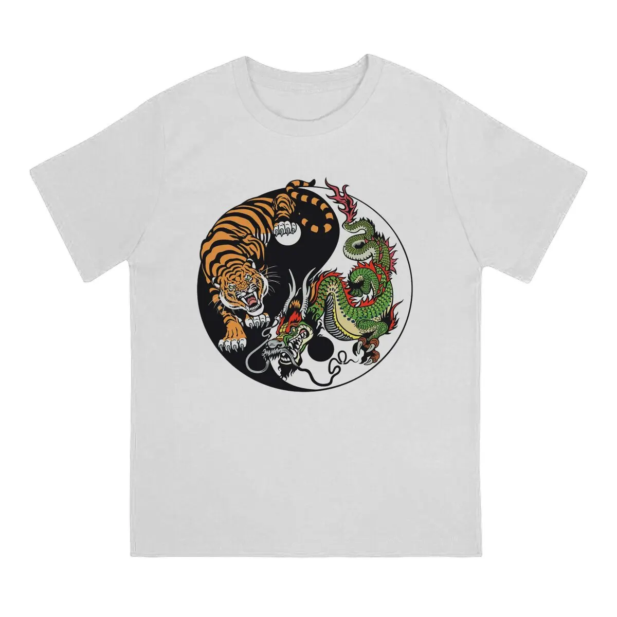 Summer Men's and Women's T-shirts YinYang Chines Dragon and Tiger Tattoo Graphic Novelty Cool T-shirt Street Clothing S-6XL