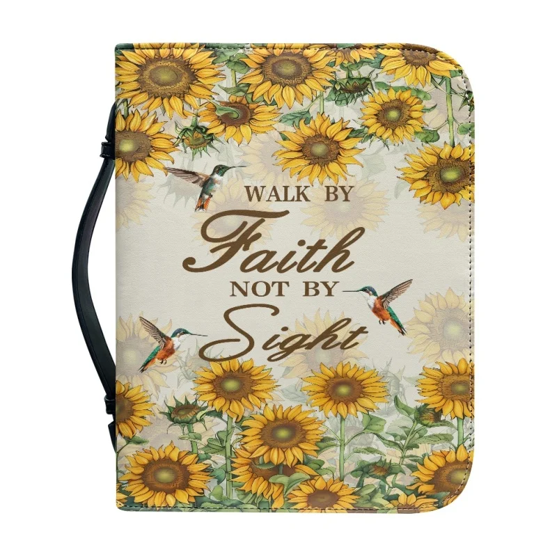 WALK BY FAITH NOT BY SIGHT Pattern Philippians Print Church Bible Cover Case PU Handbags Study Book Holy Storage Boxes For Women