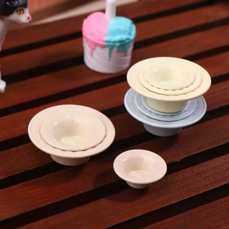 3 pièces maison de poupée Mini Simulation assiette occidentale plats modèle maison de poupée cuisine décoration semblant jouer jouets poupées maison accessoires