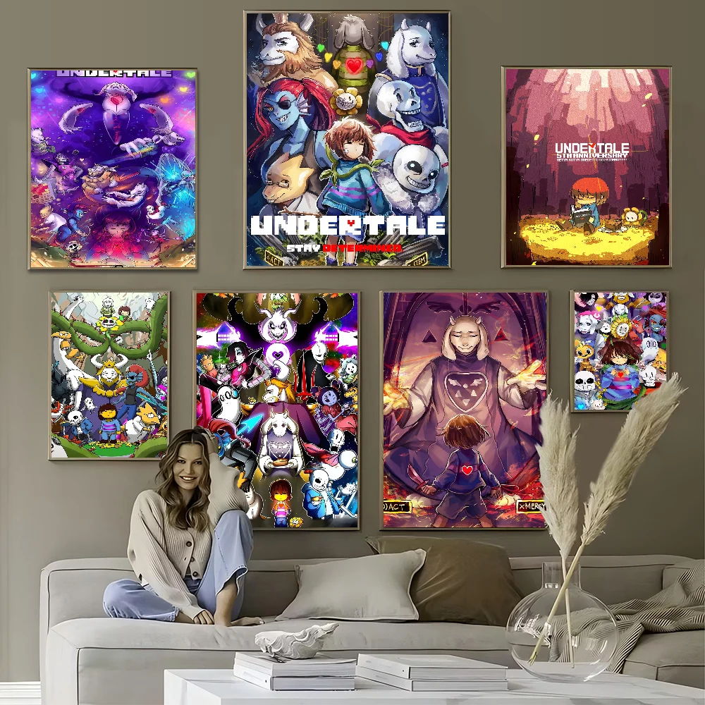 

Anime Designs Game Undertale Classic Vintage Posters Vintage Room Bar Cafe Decor Stickers Wall Painting