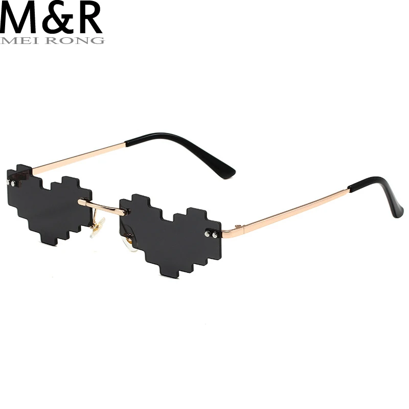 

Heart Shape Effect Glasses Mosaic Style Sunglasses Women Fashion Rimless Ladies Sunshade Mirror Funny Party Men Eyewear