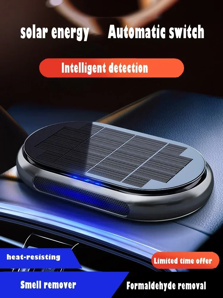 Usb Solar Portable Car Air Purifier Freshener with HEPA Filter Negative Ion Generator Odor Removal Smoke Car Accessiories