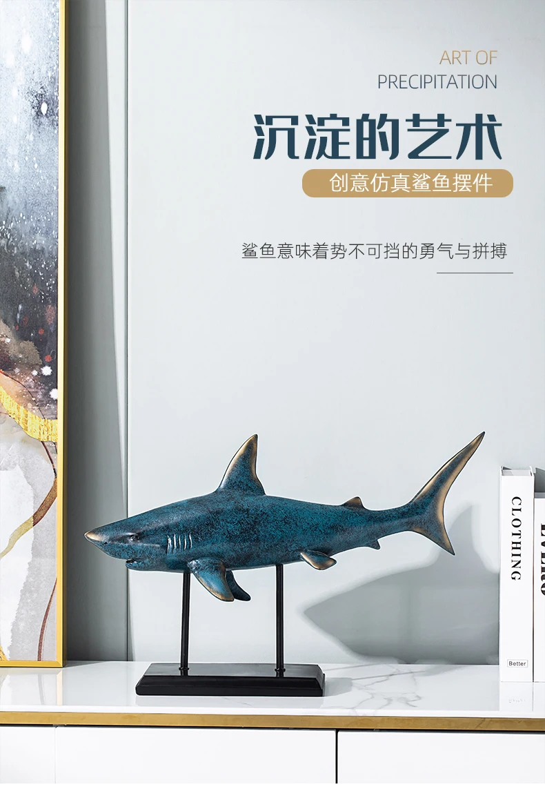 Creative Shark Display TV Cabinet Entrance Office High end Model Room Hotel Lobby Villa Wine Cabinet Display Personalized Gifts