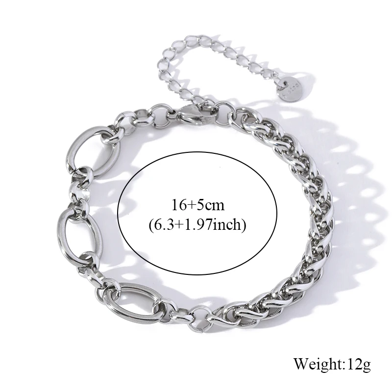 EILIECK 316L Edelstahl Silberfarbenes Armband Schmuck Charm Metall-Textur Handgelenkskette für Damen Bijoux Accessoires – Detail 8