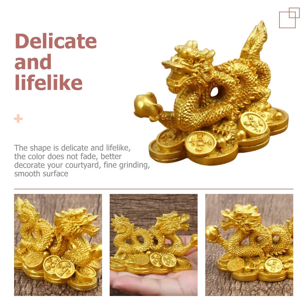 

Decorative Desktop Dragon Ornament Vintage Ornaments Chinese Table Statue Figurine Bookshelf Decorations Office for Home