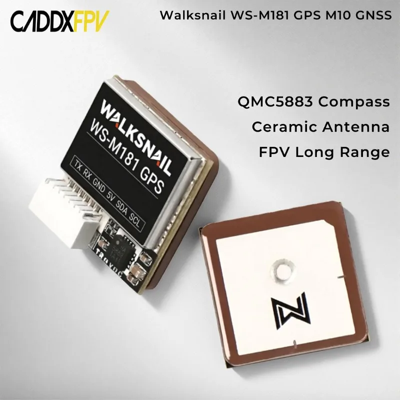 

GPS-модуль Walksnail WS-M181 M10 GNSS со встроенным компасом QMC5883 и керамической антенной для радиоуправляемых самолетов, FPV, фристайла, дальней связи, запчасти для DIY
