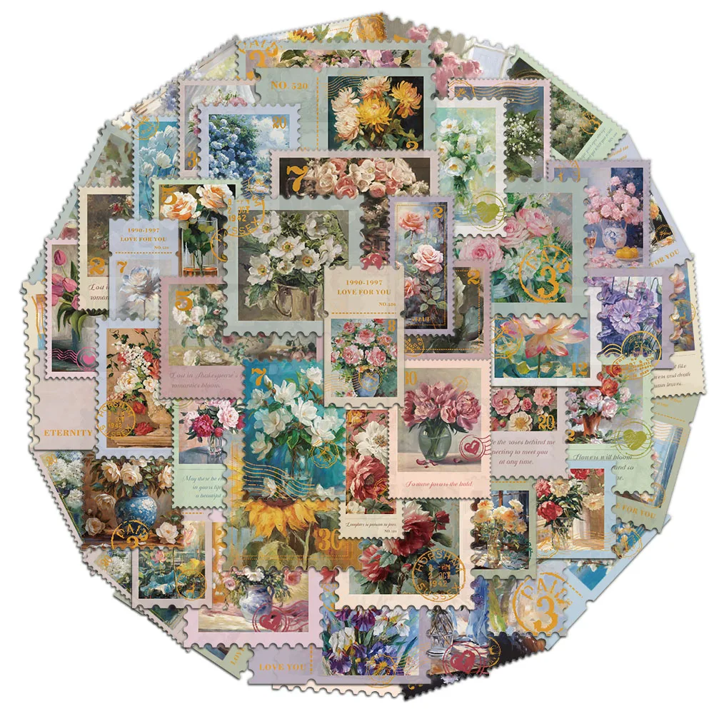 50/PCS Paper Flower Wind Ticket Simple and Creative INS Style Phone Case Laptop DIY Decorative Stickers