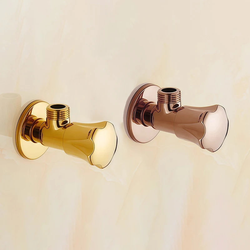 

Треугольный клапан с резьбой G1/2 розового золота, угловой клапан из золотой латуни, утолщенные быстрооткрывающиеся клапаны с большим потоком для унитаза