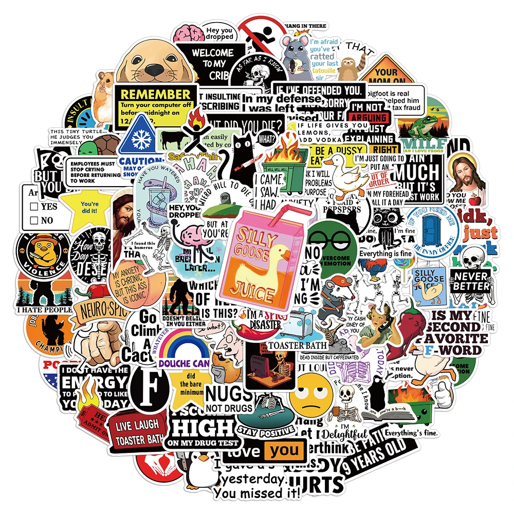 100PCS Prank Meme Stickers Cartoon Scrapbooking Coffee DIY Skateboard Luggage Laptop Graffiti Waterproof Phone Decals