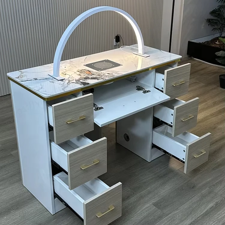 

Modern Luxury Beauty Salon Furniture Portable Nail Desk Table Manicure Table