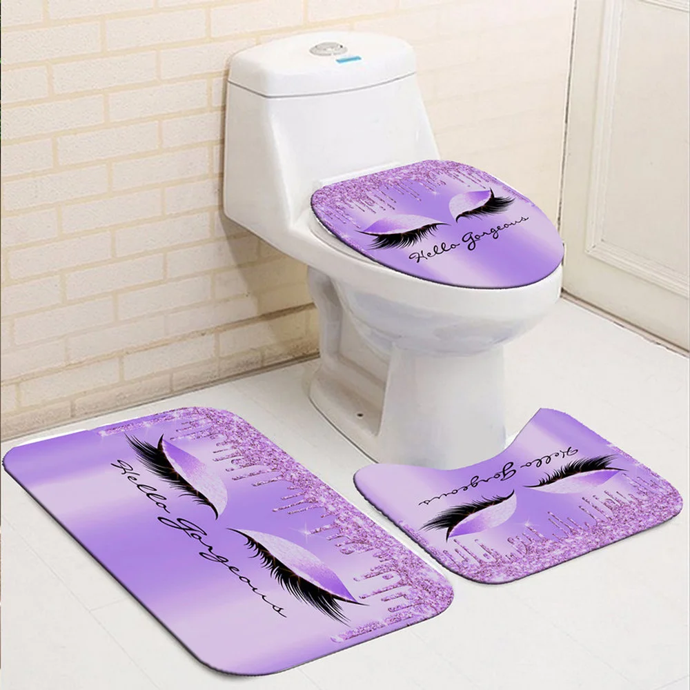 Bathroom Decor Waterproof Shower Curtain Set Toilet Cover Non-Slip Bath Mat Rug Carpet Toilet Seat Bathroom Accessories Washable