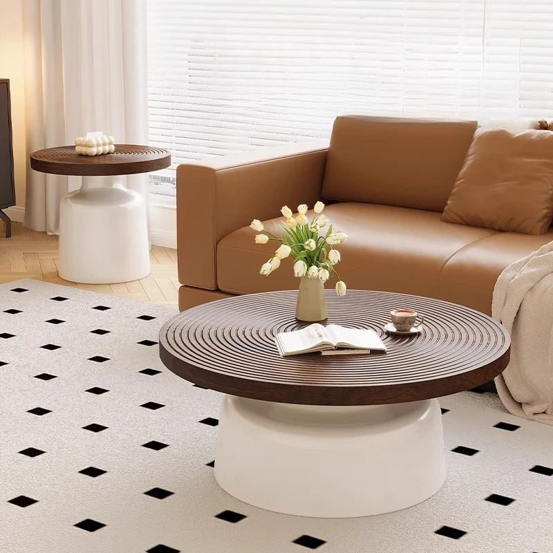 European Round Coffee Table Minimalist Simple Luxury Elegant Coffee Table Smooth Textured Stolik Kawowy Living Room Furniture