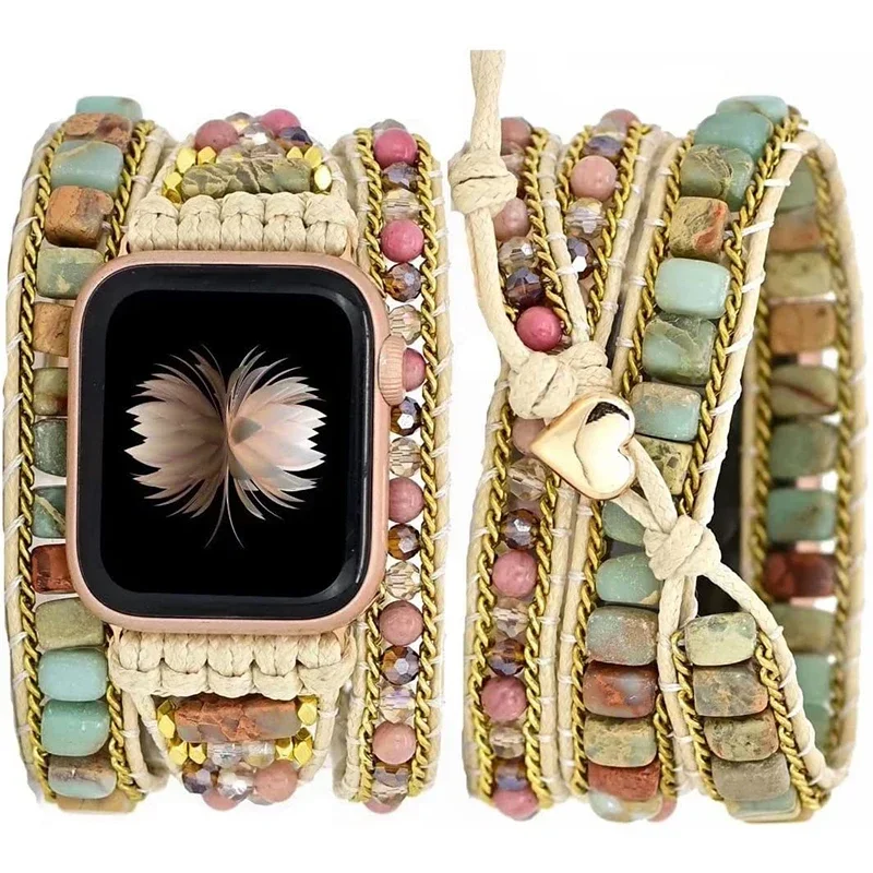Bohemen band voor Apple Watch Ultra Band 49 mm 44 mm 45 mm 41 mm 42 mm 38 handgemaakte natuurlijke kralen armband Iwatch serie 8 7 6 Se 5 3 - afbeelding 1