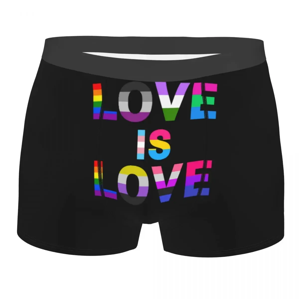 Funny Boxer Shorts Panties Man Love Is Love Underwear LGBT Pride Bisexual Lesbian Gay Rainbow Harajuku Breathable Underpants