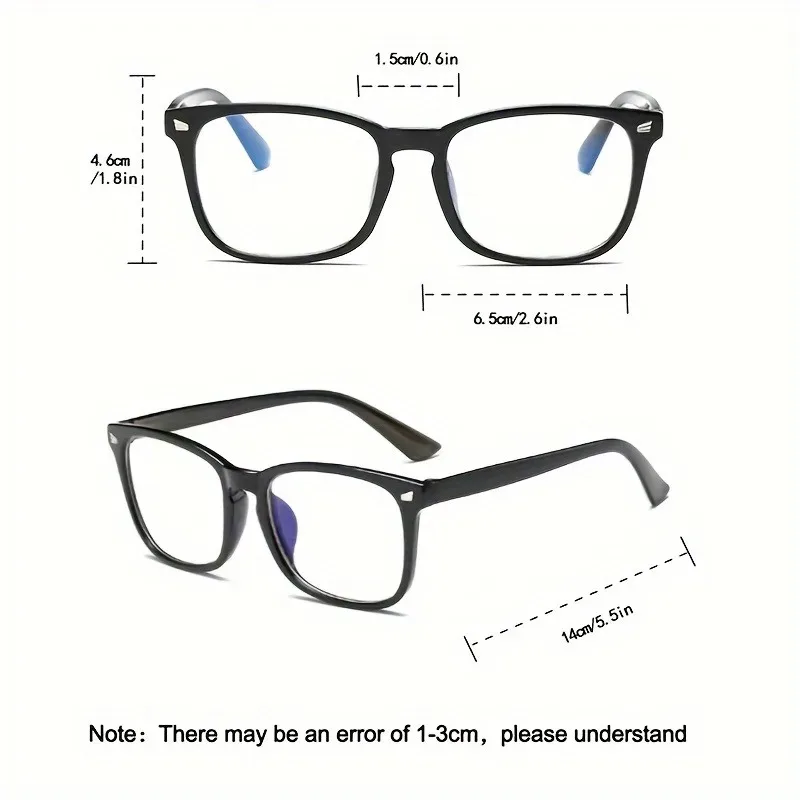 1/2/3Pcs Square Anti Blue Light Glasses For Men And Women Black Transparent Frame Unisex Computer Eyewear Accessories view 6