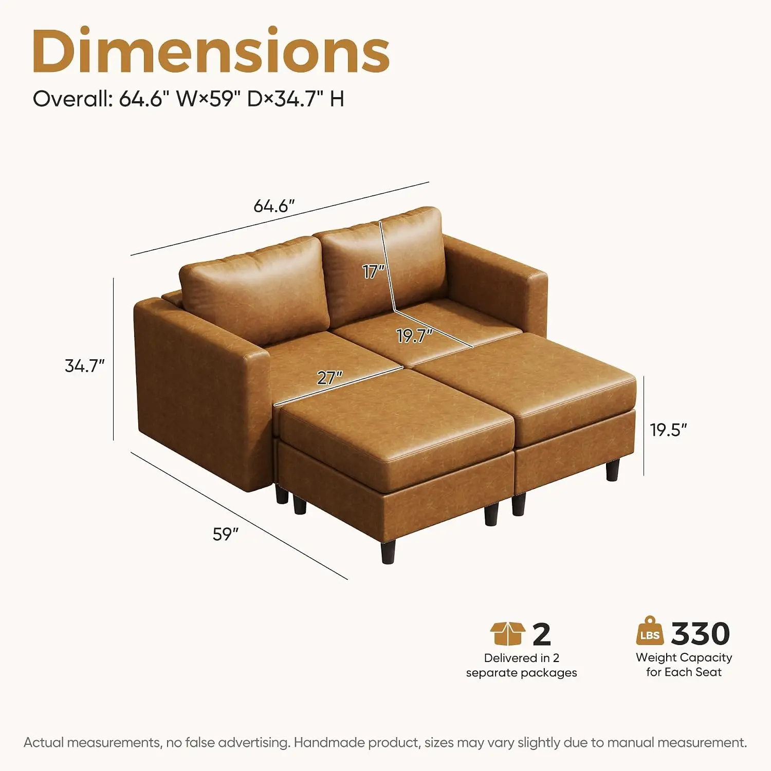 Faux Leather Loveseat Sleeper With Storage Seat, 64.6