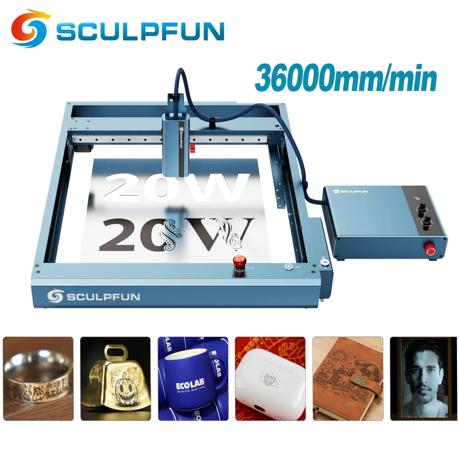 SCULPFUN A9 Ultra 20W Laser Engraver Cutting Infrared Fiber Laser Machine High Speed Desktop Diode Laser Cnc Machine Engraving