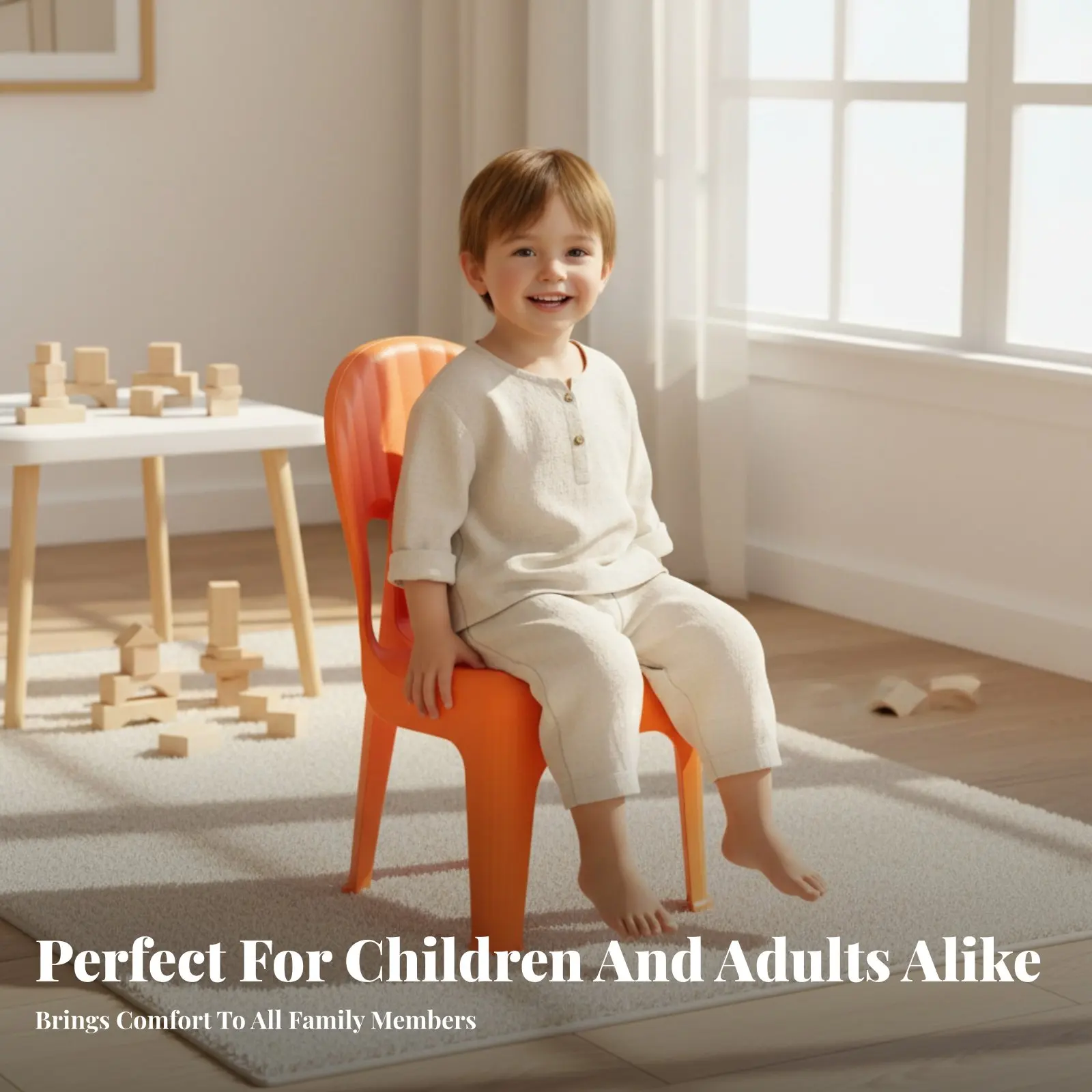 シェルリアチェア-厚みのある構造-屋内座席-滑り止め足付き-強力な耐荷重性-子供、女児向け