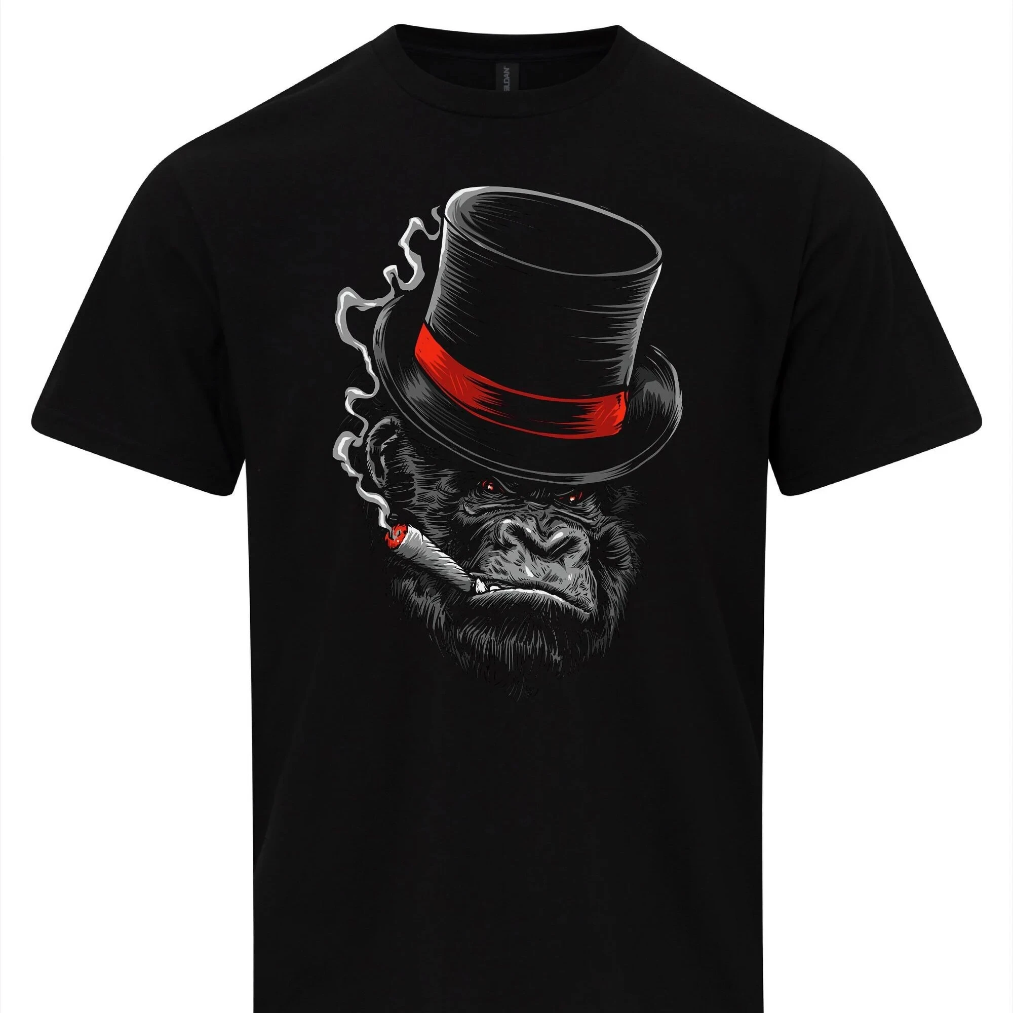 Camiseta Like A Boss, camiseta de gorila para fumar cigarros, camisetas gráficas, ropa de calle Retro, camiseta de manga corta con cuello redondo de alta calidad para hombres