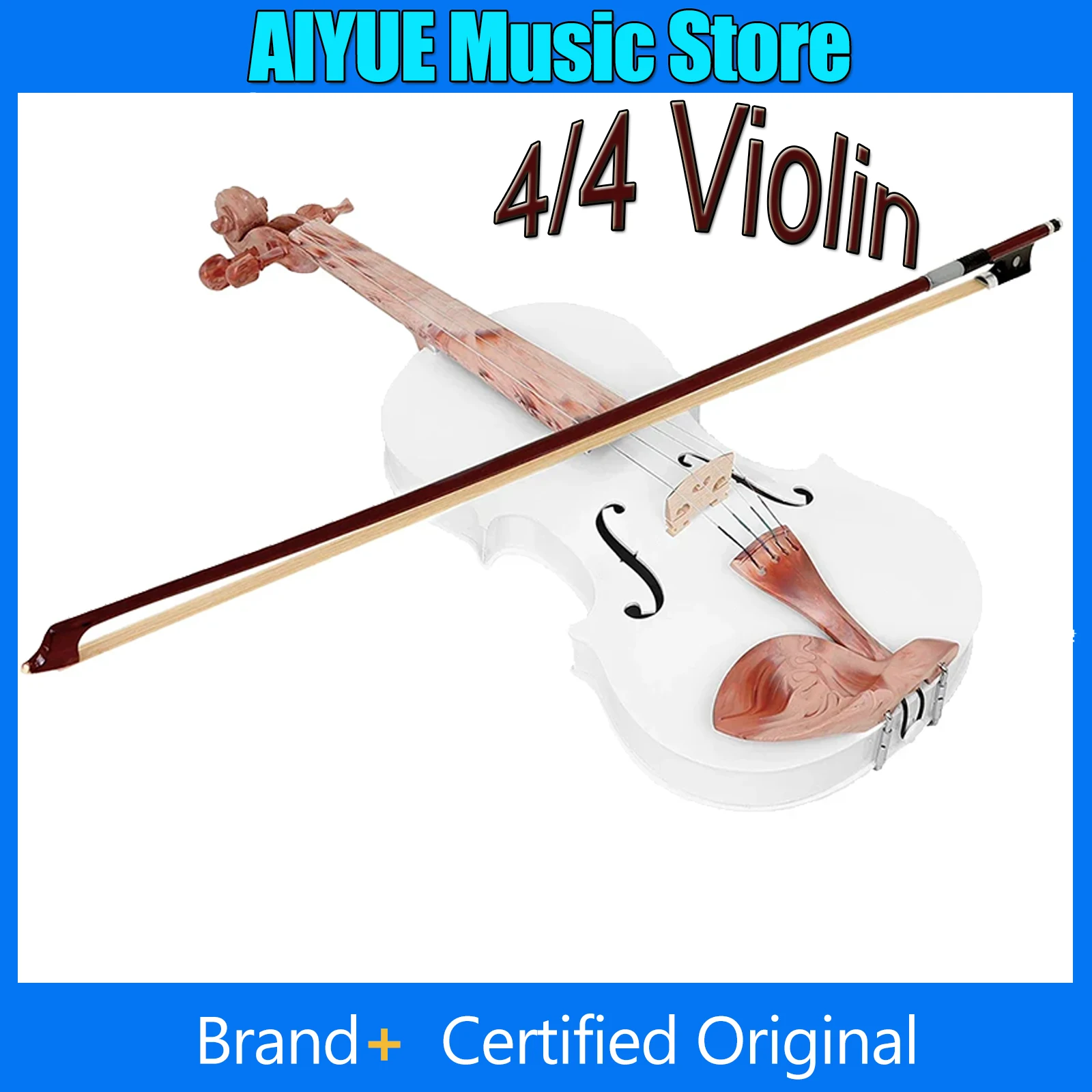 

4/4 скрипка из цельного дерева с белым мраморным узором, ручная резьба по скрипке, подходит для начинающих, с деталями, скрипичный инструмент