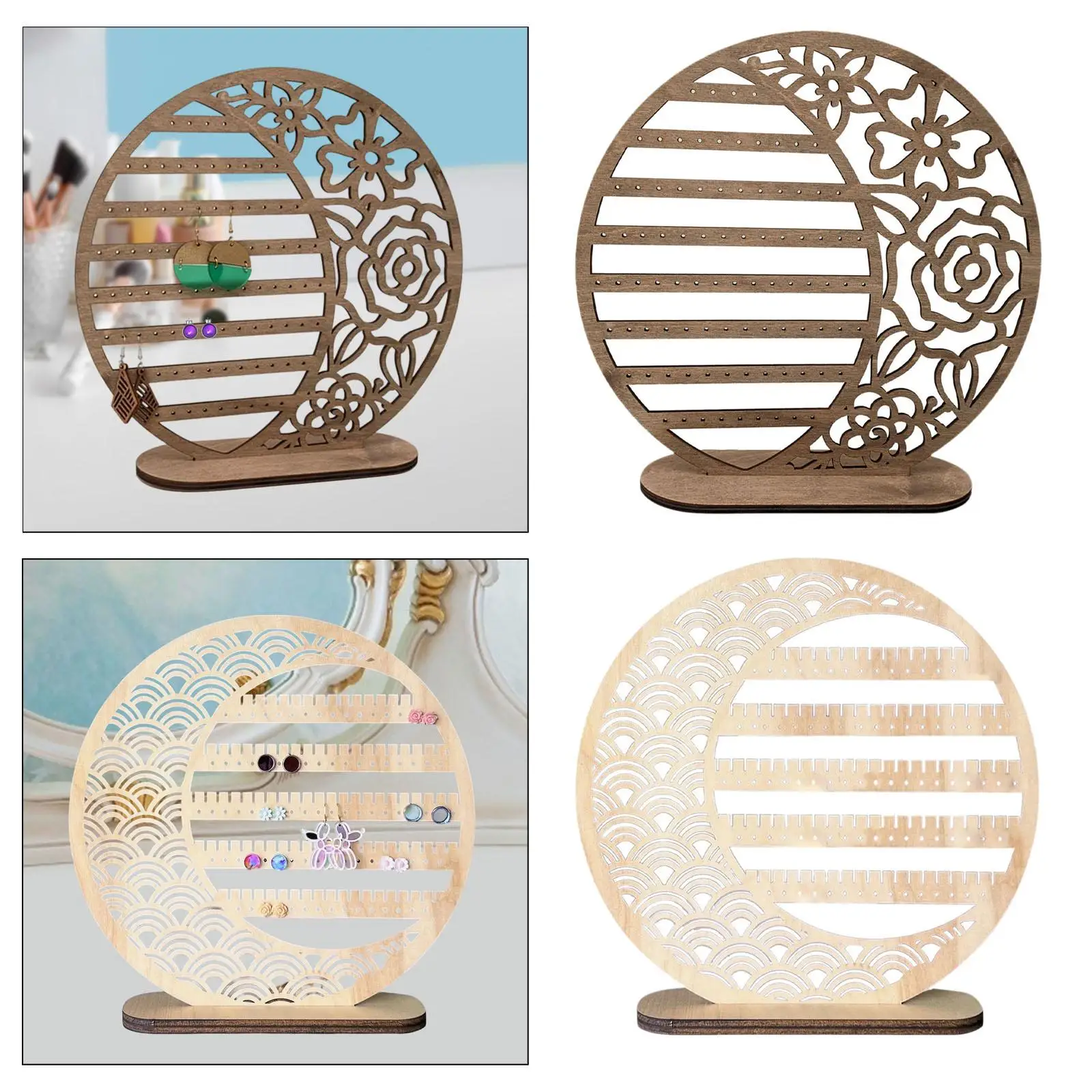 

Earrings Organizer Wood 5 Layers Large Capacity Decorative Vintage Design Girls Gift Hanging Display Rack for Dresser Countertop