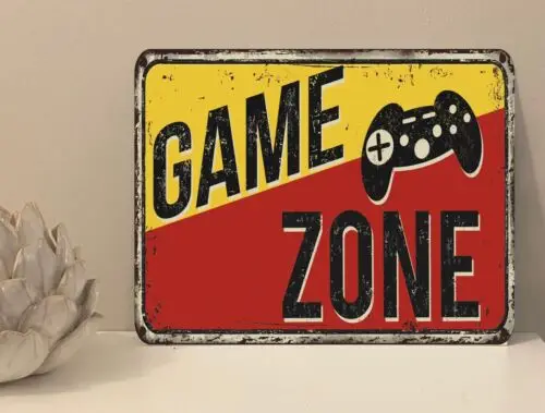 Game Zone Gaming Metal Plaque Sign Gift House Novelty (mt289)-Aluminum