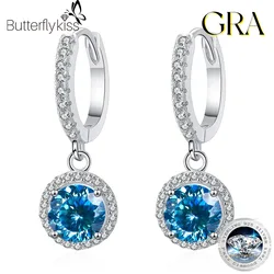 Butterflykiss 6.5mm Muiltcolor Portuguese Cut Moissanite Drop Earrings For Women S925 Sterling Silver Sparkling Wedding Jewelry
