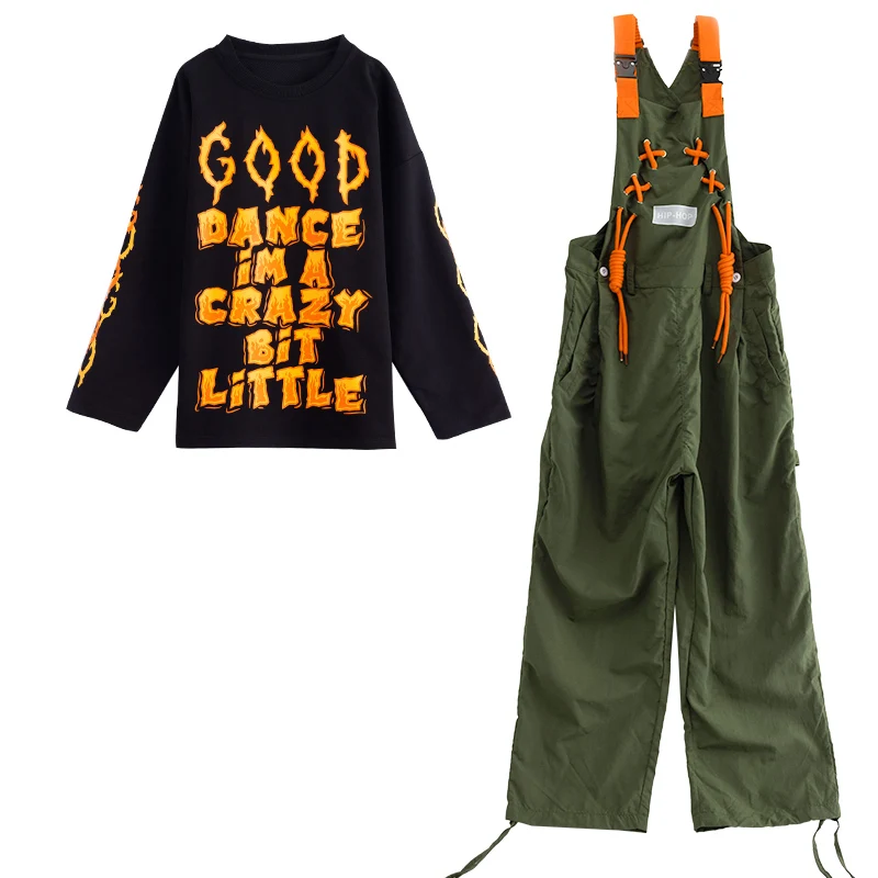 Korean Fashion Kinder Hip Hop Overall Anzug Dance Rapper Kleidung Set Junge Mädchen Hiphop Streetwear Kinder Bühne Leistung Uniform
