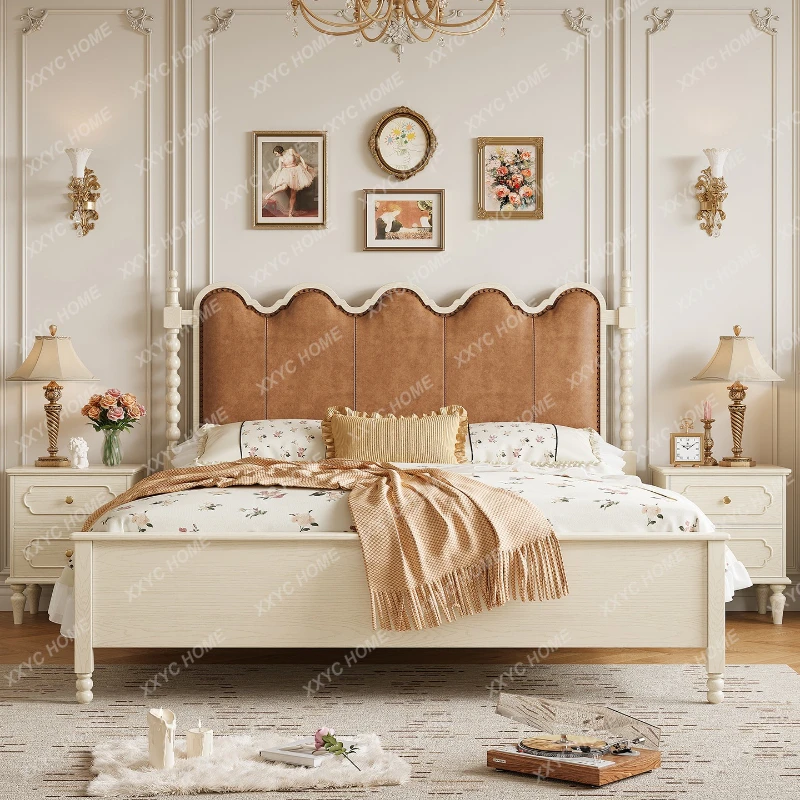 

Кровать L Cream Wind Soft Bag из массива дерева, 1.8 м, для главной спальни, двуспальная кровать для дома, белая двуспальная кровать