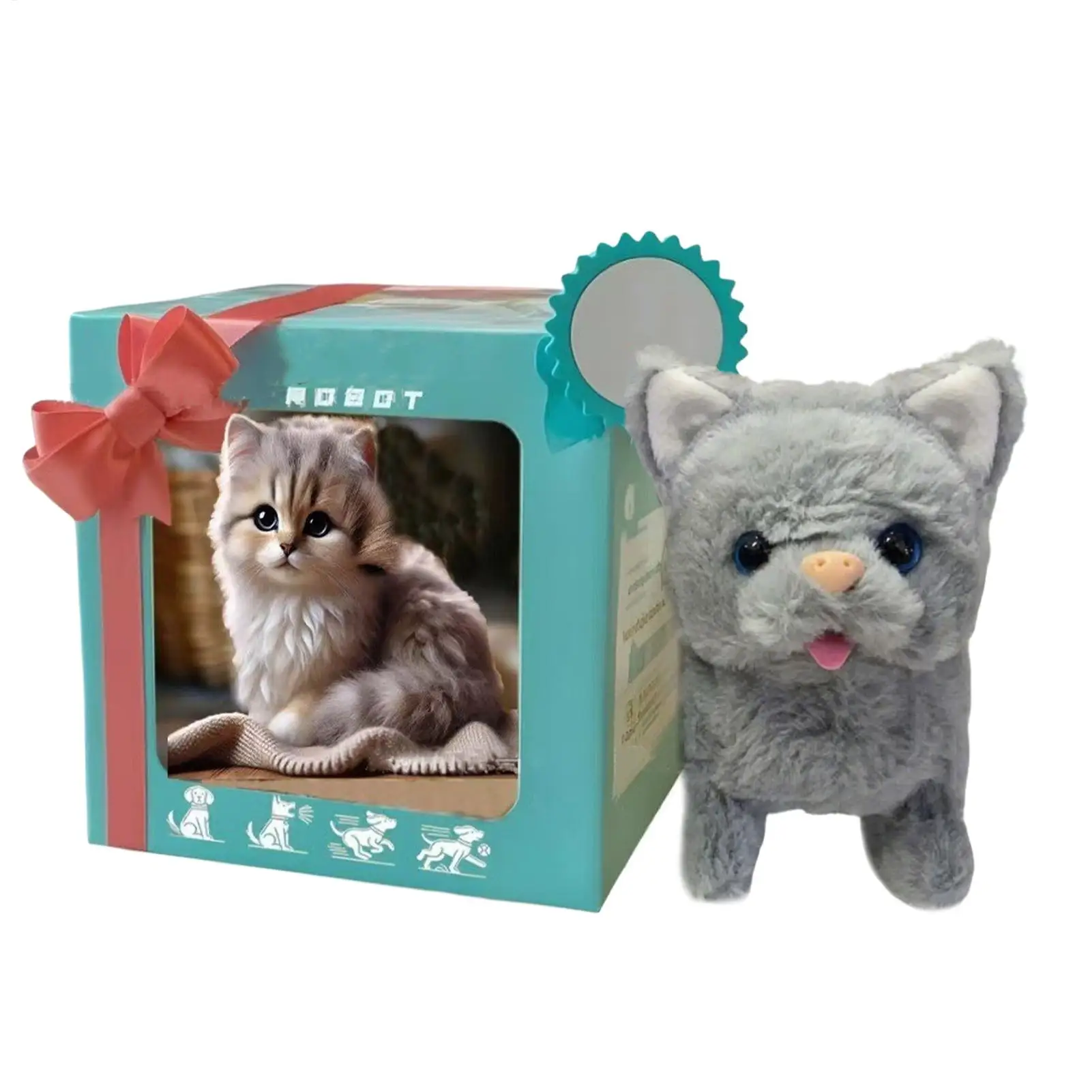 

Cat Robot Handmade Stuffed Animals Stuffed Robotic Smart Intelligent Simulation Toy for Kids Girls Seniors Home Indoor Use