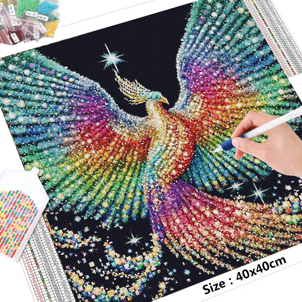 HUACAN 5D DIY Full AB Diamond Embroidery Animal Mosaic Peacock Painting Kit Creative Hobbies Decoration Living Room